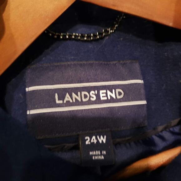 Land's End Wool Pea Coat Heavy Knit Navy Blue Dual Button Front Winter - 24W - Picture 6 of 8